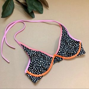 Victoria’s Secret Neon Polka Dot Strappy Halter Bikini Top